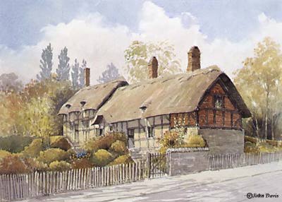 Anne Hathaway's Cottage - A Watercolour by John Davis