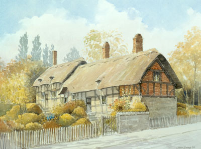 SAnne Hathway's Cottage - a watercolour by John Davis &#169; 