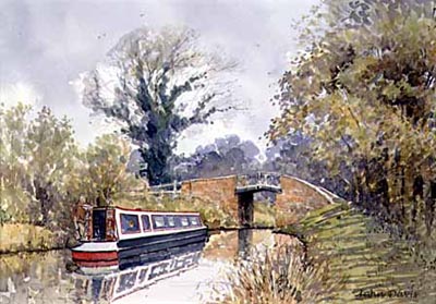 A Split Bridge, to the north of Stratford in watercolour by John Davis&#169;