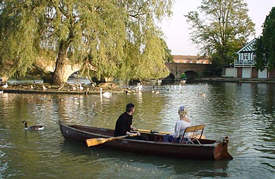 Couple rowing on the River Avon