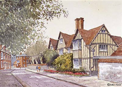 Hall's Croft - a watercolour by John Davis