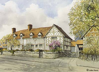 Mary Arden's House, Wilmcote - A Watercolour by John Davis &#169;