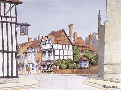 New Place (viewed from The Guild) - A Watercolour by John Davis &#169;