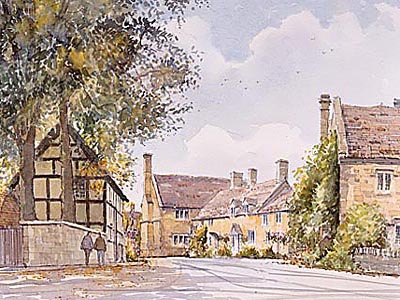 Stanton Village - a watercolour by John Davis (c)