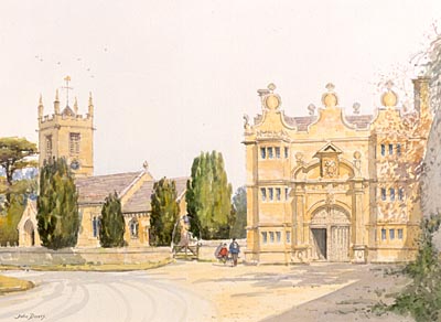 Stanway, Cotswolds - a watercolour by John Davis