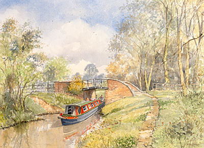 To Stratford by Canal - a watercolour by John Davis