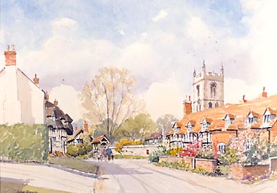 Welford on Avon, Warwickshire - watercolour by John Davis