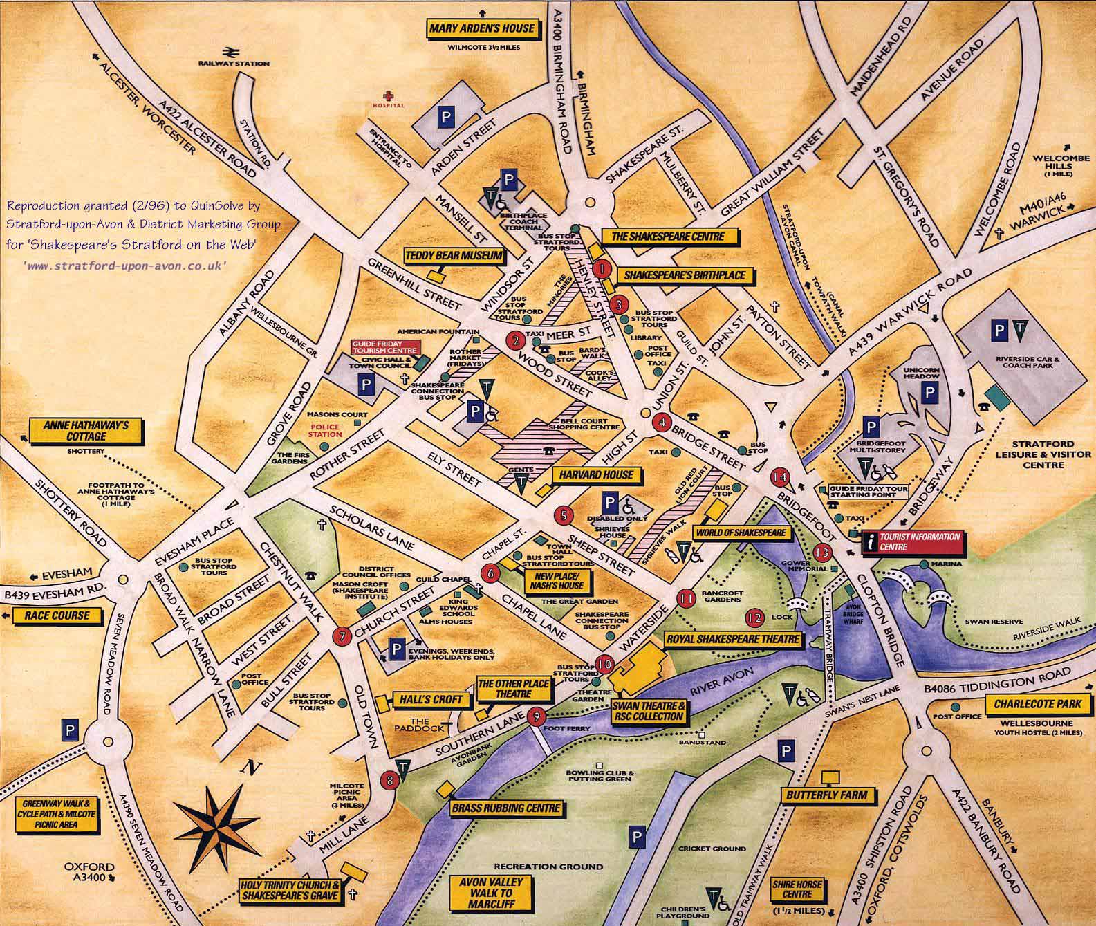 Stratford Upon Avon Detailed Street Map